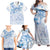 Custom Japan Football Family Matching Off Shoulder Maxi Dress and Hawaiian Shirt Go Samurai Blue Sakura Tokyo Style