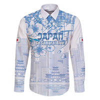 Custom Japan Football Family Matching Puletasi and Hawaiian Shirt Go Samurai Blue Sakura Tokyo Style