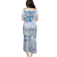 Custom Japan Football Family Matching Puletasi and Hawaiian Shirt Go Samurai Blue Sakura Tokyo Style