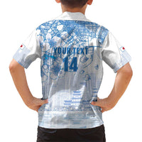 Custom Japan Football Family Matching Short Sleeve Bodycon Dress and Hawaiian Shirt Go Samurai Blue Sakura Tokyo Style