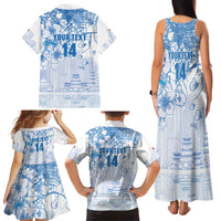 Custom Japan Football Family Matching Tank Maxi Dress and Hawaiian Shirt Go Samurai Blue Sakura Tokyo Style