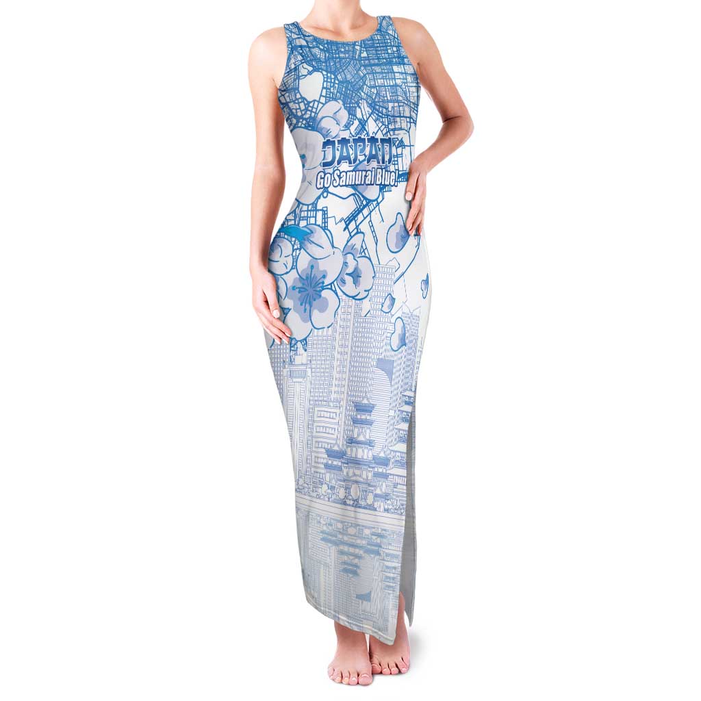 Custom Japan Football Family Matching Tank Maxi Dress and Hawaiian Shirt Go Samurai Blue Sakura Tokyo Style