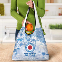 Custom Japan Football Grocery Bag Go Samurai Blue Sakura Tokyo Style