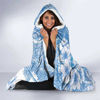 Custom Japan Football Hooded Blanket Go Samurai Blue Sakura Tokyo Style