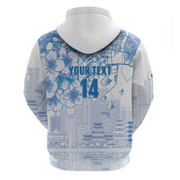 Custom Japan Football Hoodie Go Samurai Blue Sakura Tokyo Style