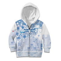 Custom Japan Football Kid Hoodie Go Samurai Blue Sakura Tokyo Style