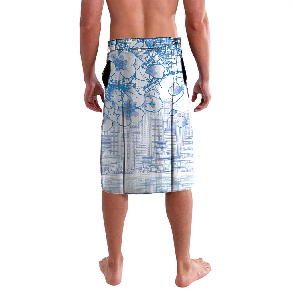 Custom Japan Football Lavalava Go Samurai Blue Sakura Tokyo Style