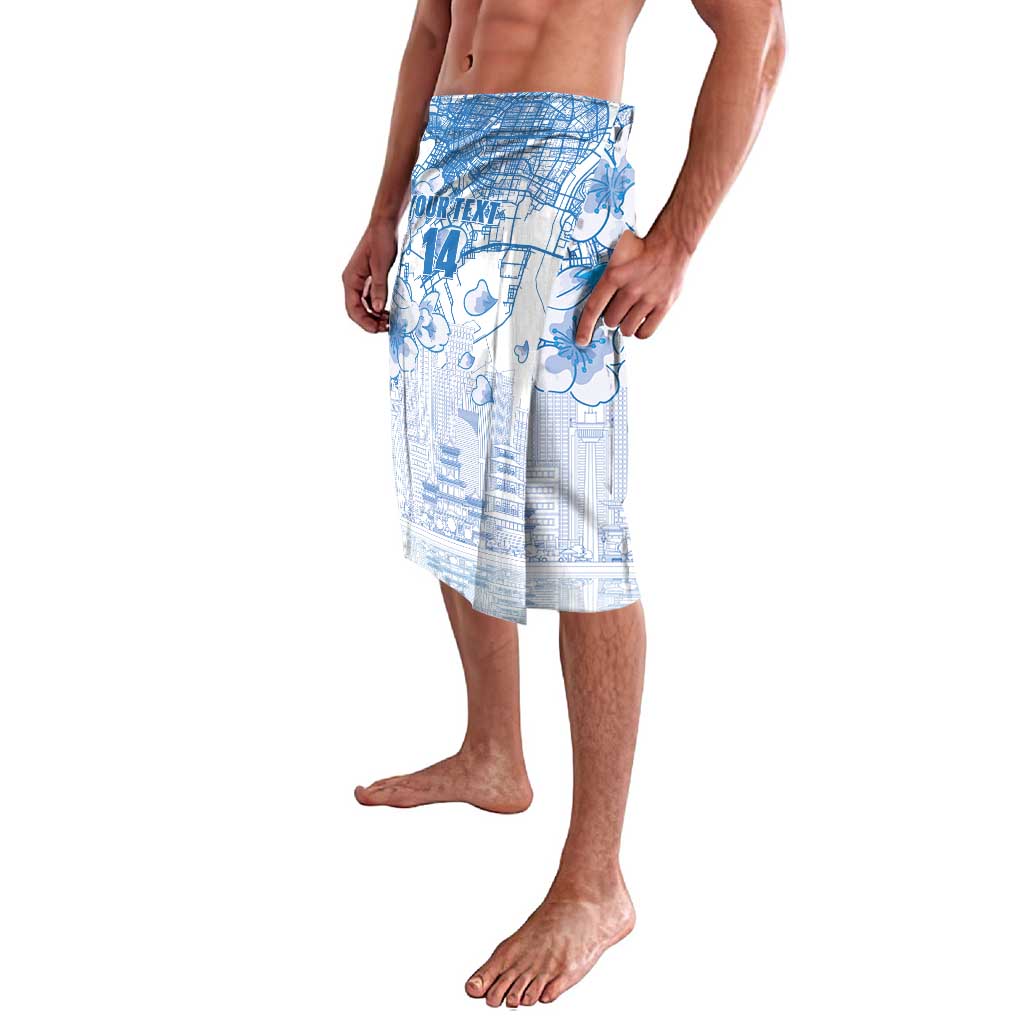 Custom Japan Football Lavalava Go Samurai Blue Sakura Tokyo Style