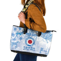 Custom Japan Football Leather Tote Bag Go Samurai Blue Sakura Tokyo Style