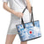 Custom Japan Football Leather Tote Bag Go Samurai Blue Sakura Tokyo Style