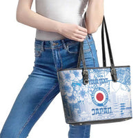 Custom Japan Football Leather Tote Bag Go Samurai Blue Sakura Tokyo Style