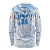 Custom Japan Football Long Sleeve Shirt Go Samurai Blue Sakura Tokyo Style