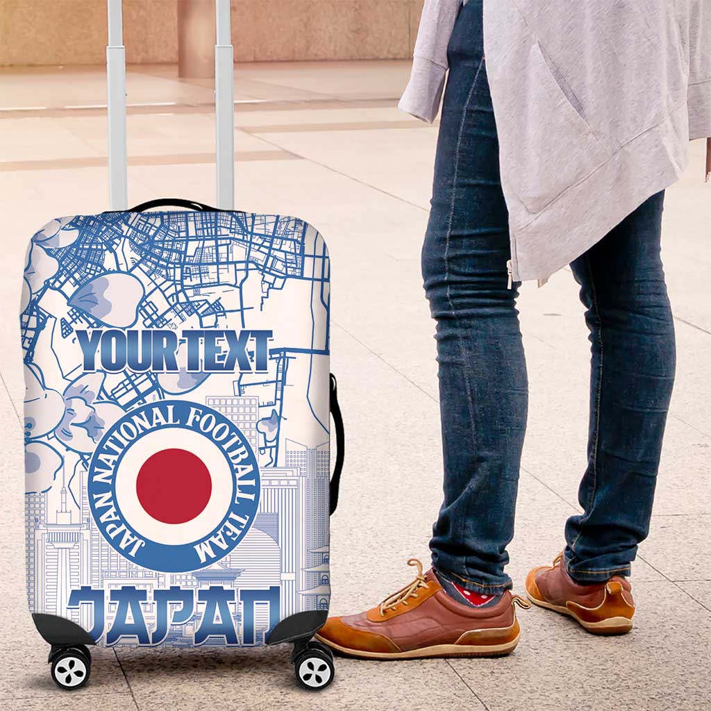 Custom Japan Football Luggage Cover Go Samurai Blue Sakura Tokyo Style