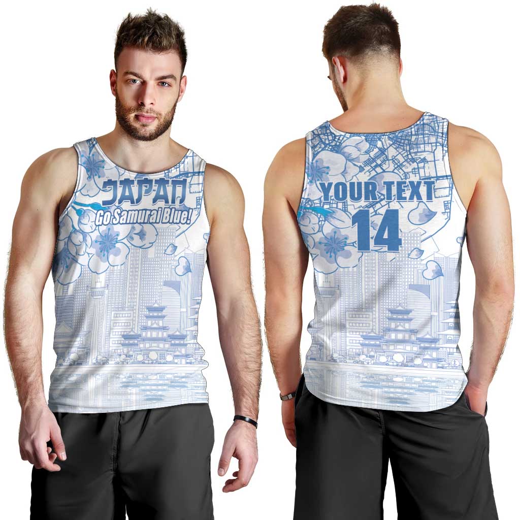 Custom Japan Football Men Tank Top Go Samurai Blue Sakura Tokyo Style