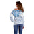 Custom Japan Football Off Shoulder Sweater Go Samurai Blue Sakura Tokyo Style