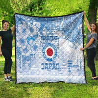 Custom Japan Football Quilt Go Samurai Blue Sakura Tokyo Style
