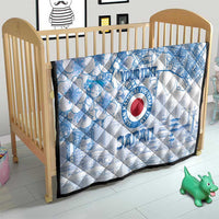 Custom Japan Football Quilt Go Samurai Blue Sakura Tokyo Style