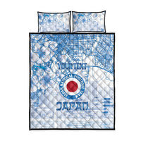 Custom Japan Football Quilt Bed Set Go Samurai Blue Sakura Tokyo Style