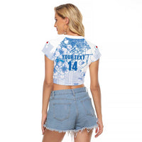 Custom Japan Football Raglan Cropped T Shirt Go Samurai Blue Sakura Tokyo Style