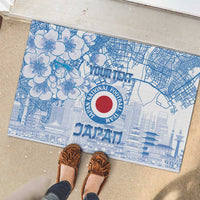 Custom Japan Football Rubber Doormat Go Samurai Blue Sakura Tokyo Style