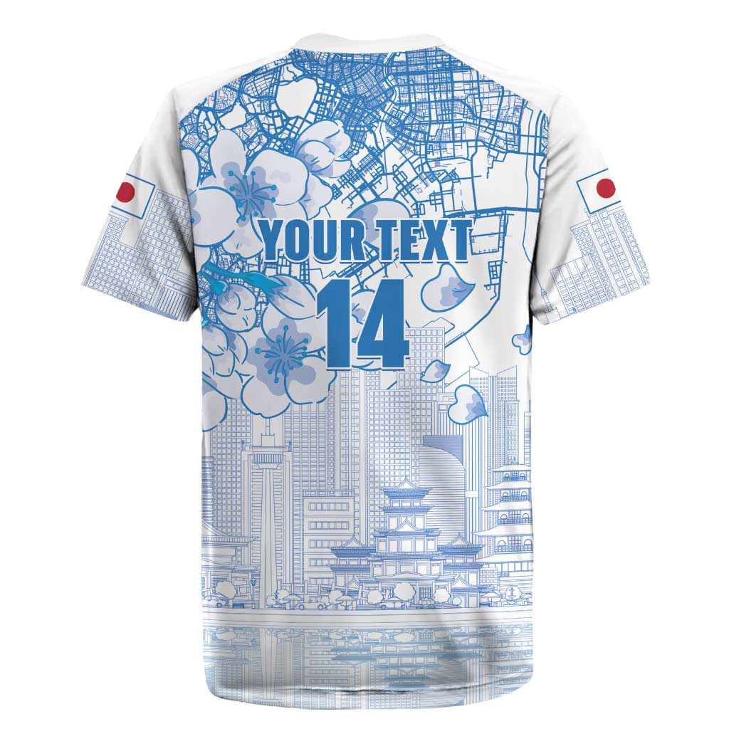 Custom Japan Football Rugby Jersey Go Samurai Blue Sakura Tokyo Style
