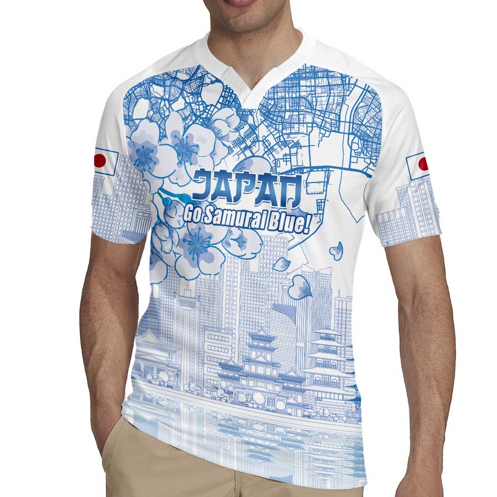 Custom Japan Football Rugby Jersey Go Samurai Blue Sakura Tokyo Style