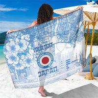 Custom Japan Football Sarong Go Samurai Blue Sakura Tokyo Style