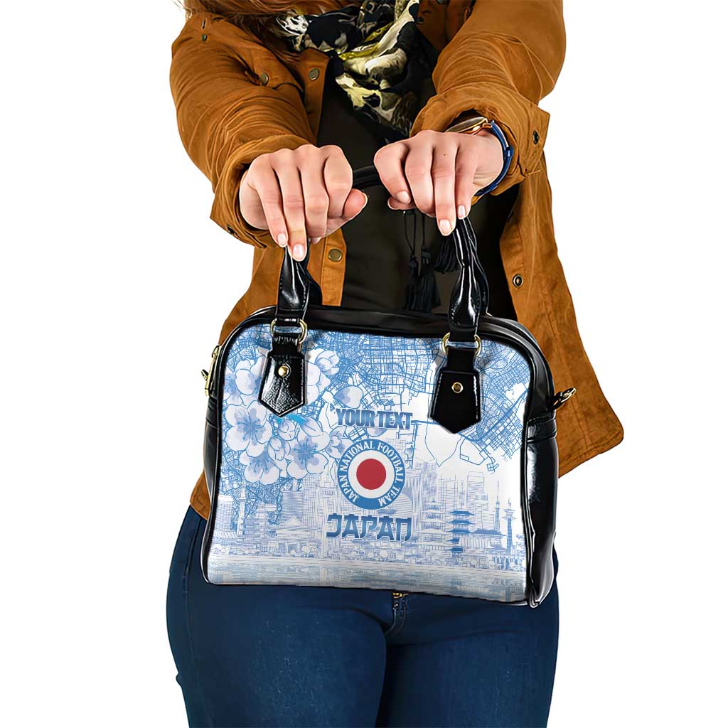 Custom Japan Football Shoulder Handbag Go Samurai Blue Sakura Tokyo Style