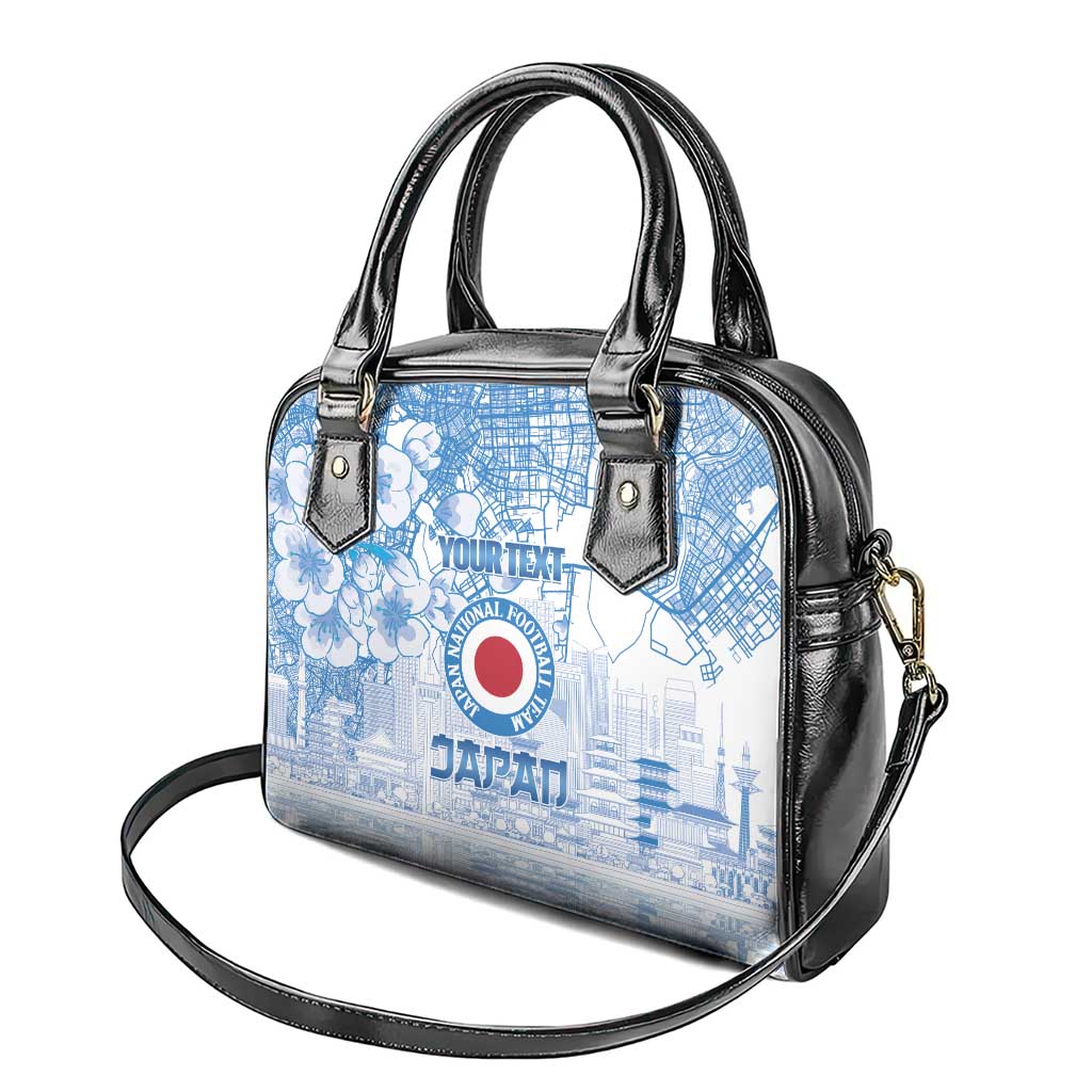 Custom Japan Football Shoulder Handbag Go Samurai Blue Sakura Tokyo Style