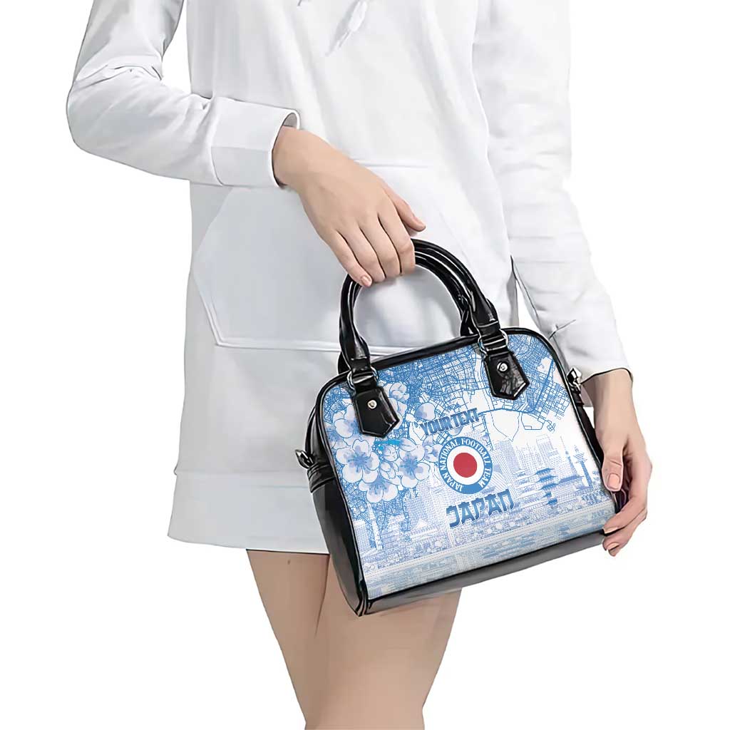 Custom Japan Football Shoulder Handbag Go Samurai Blue Sakura Tokyo Style