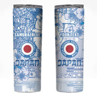 Custom Japan Football Skinny Tumbler Go Samurai Blue Sakura Tokyo Style