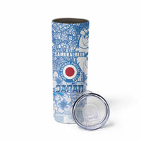 Custom Japan Football Skinny Tumbler Go Samurai Blue Sakura Tokyo Style