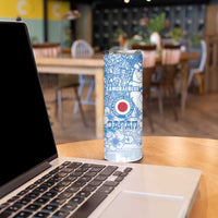 Custom Japan Football Skinny Tumbler Go Samurai Blue Sakura Tokyo Style