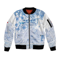 Custom Japan Football Sleeve Zip Bomber Jacket Go Samurai Blue Sakura Tokyo Style