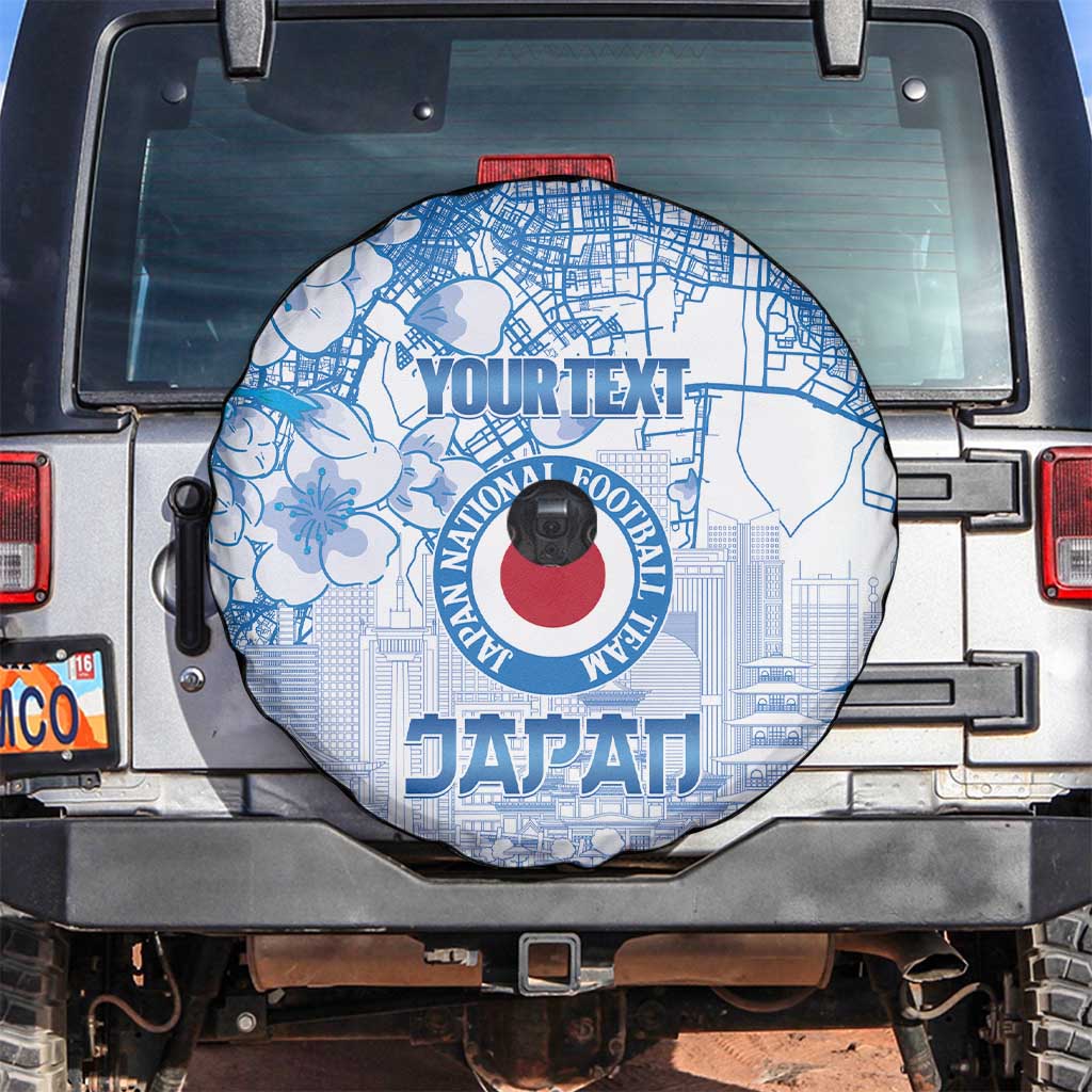 Custom Japan Football Spare Tire Cover Go Samurai Blue Sakura Tokyo Style