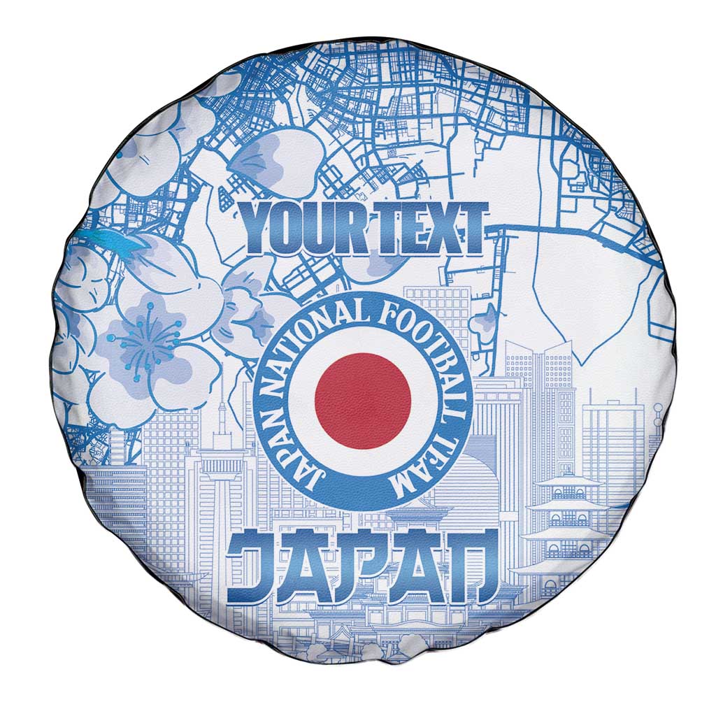 Custom Japan Football Spare Tire Cover Go Samurai Blue Sakura Tokyo Style