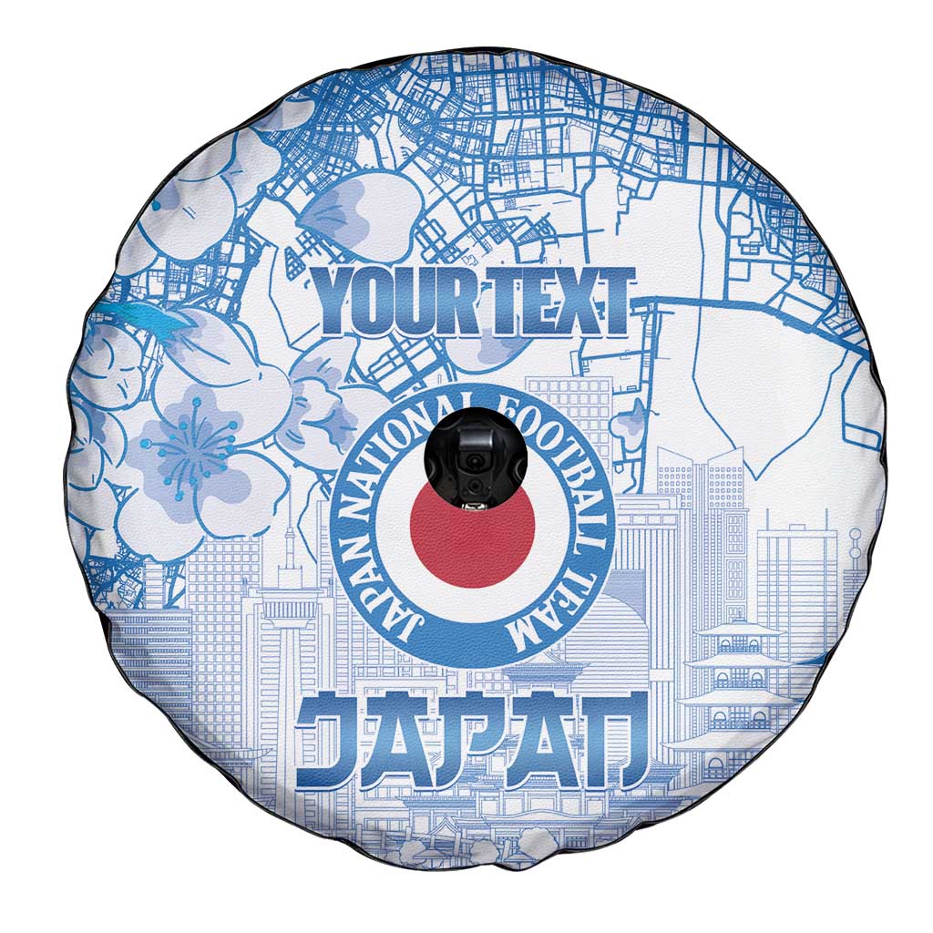 Custom Japan Football Spare Tire Cover Go Samurai Blue Sakura Tokyo Style