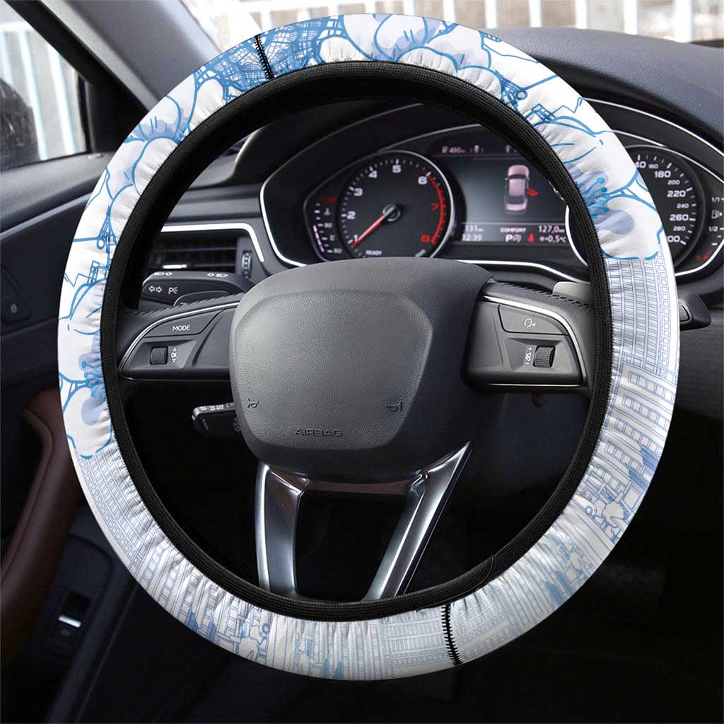 Japan Football Steering Wheel Cover Go Samurai Blue Sakura Tokyo Style