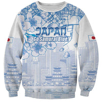 Custom Japan Football Sweatshirt Go Samurai Blue Sakura Tokyo Style
