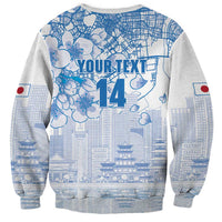 Custom Japan Football Sweatshirt Go Samurai Blue Sakura Tokyo Style