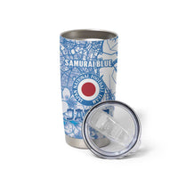 Custom Japan Football Tumbler Cup Go Samurai Blue Sakura Tokyo Style