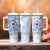 Custom Japan Football Tumbler With Handle Go Samurai Blue Sakura Tokyo Style