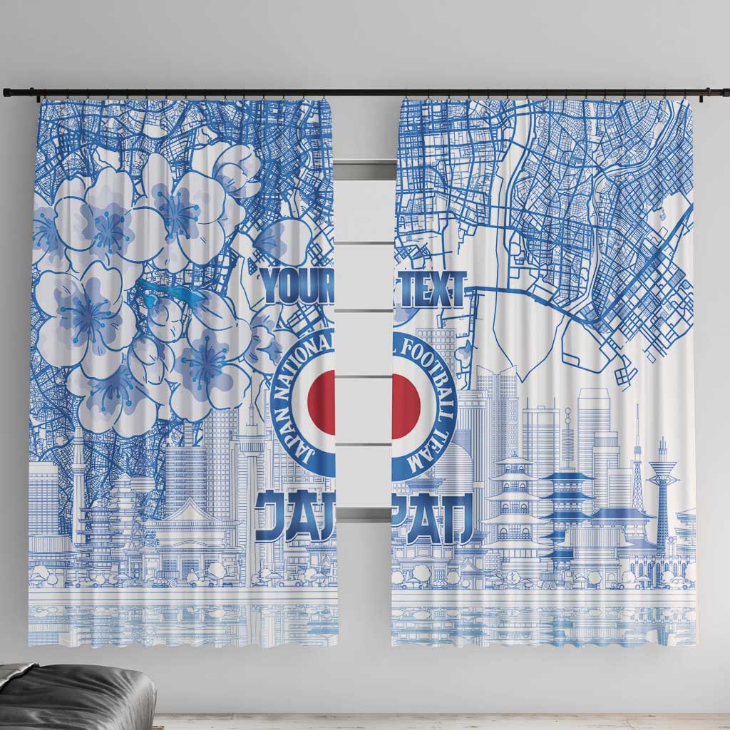 Custom Japan Football Window Curtain Go Samurai Blue Sakura Tokyo Style