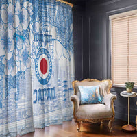 Custom Japan Football Window Curtain Go Samurai Blue Sakura Tokyo Style