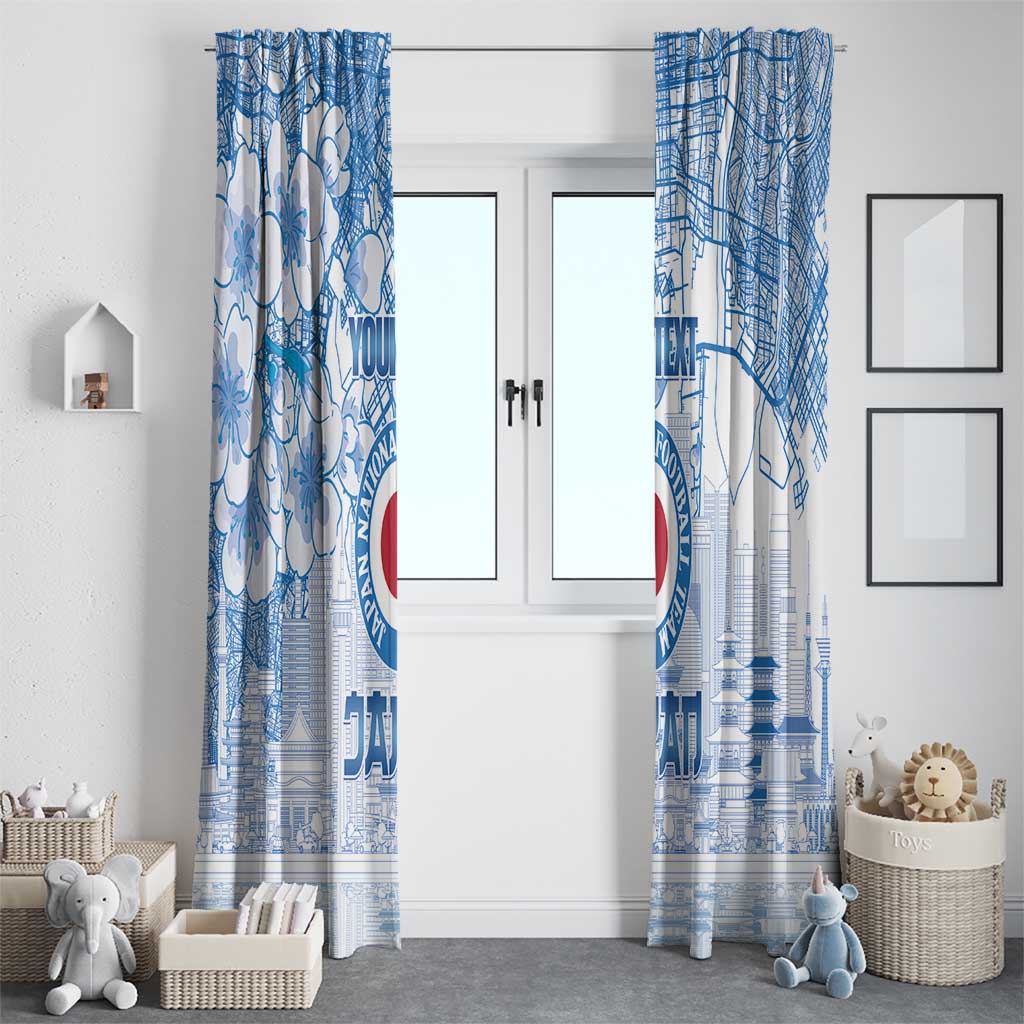 Custom Japan Football Window Curtain Go Samurai Blue Sakura Tokyo Style