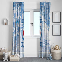 Custom Japan Football Window Curtain Go Samurai Blue Sakura Tokyo Style