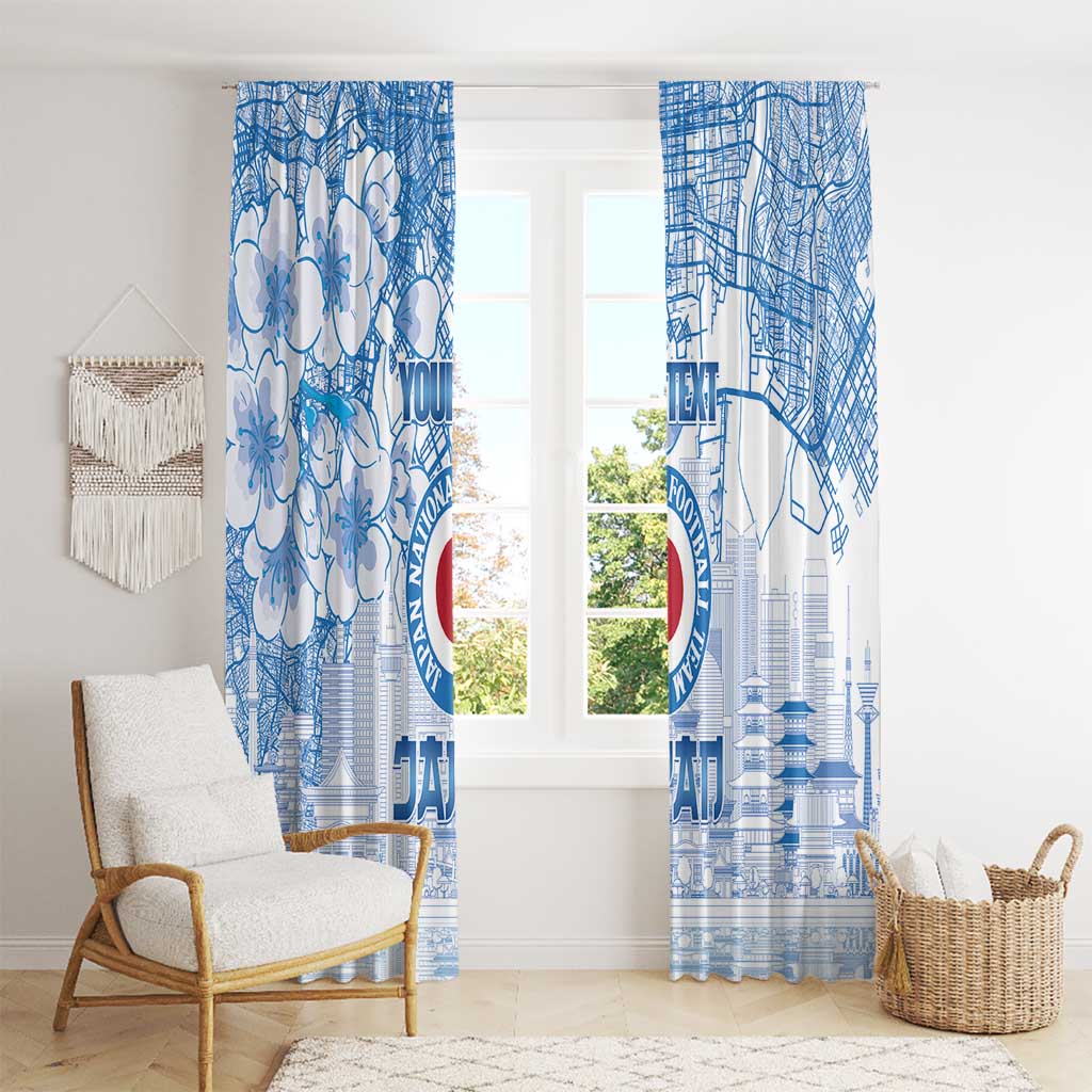 Custom Japan Football Window Curtain Go Samurai Blue Sakura Tokyo Style
