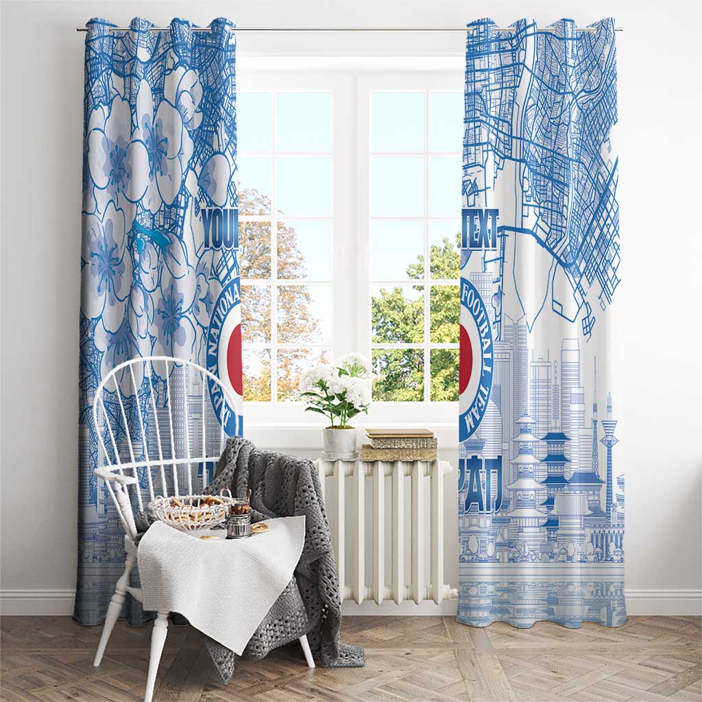 Custom Japan Football Window Curtain Go Samurai Blue Sakura Tokyo Style