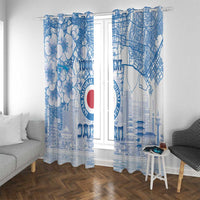 Custom Japan Football Window Curtain Go Samurai Blue Sakura Tokyo Style