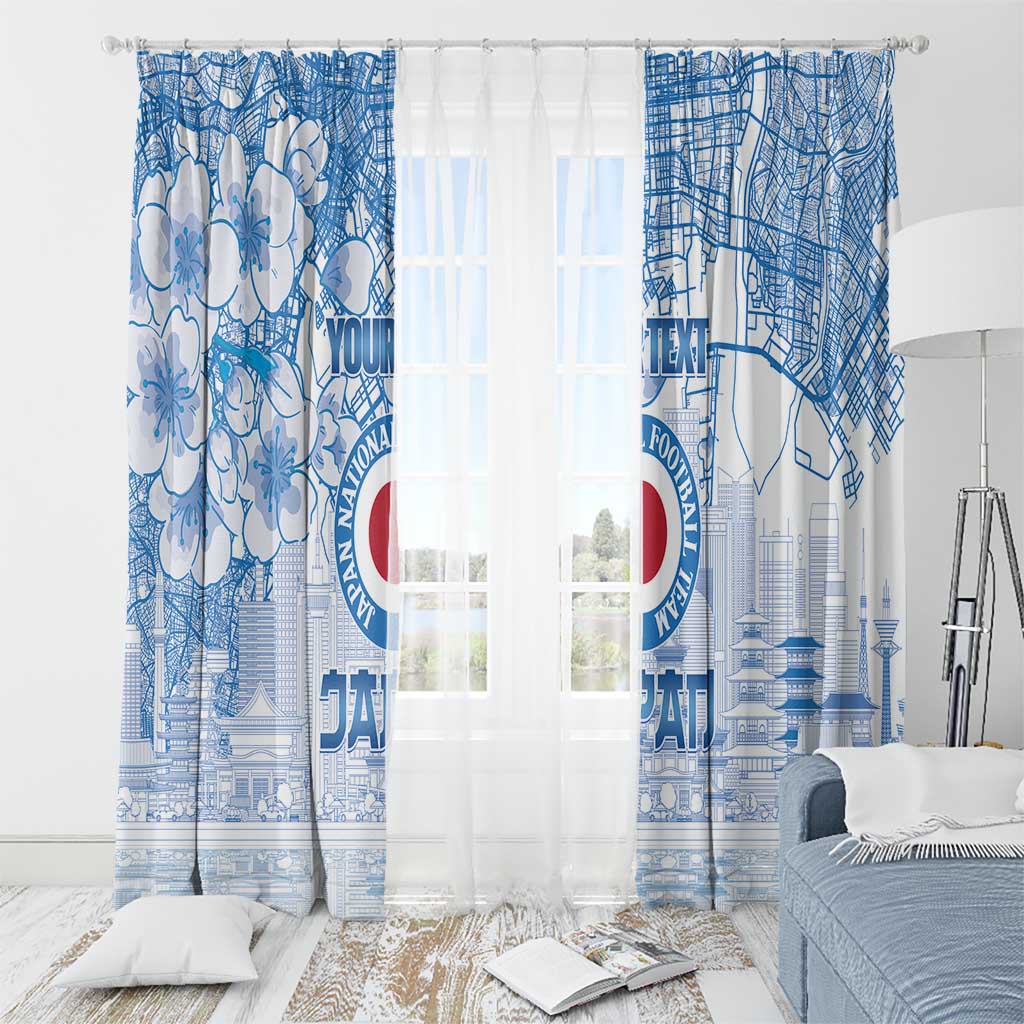 Custom Japan Football Window Curtain Go Samurai Blue Sakura Tokyo Style